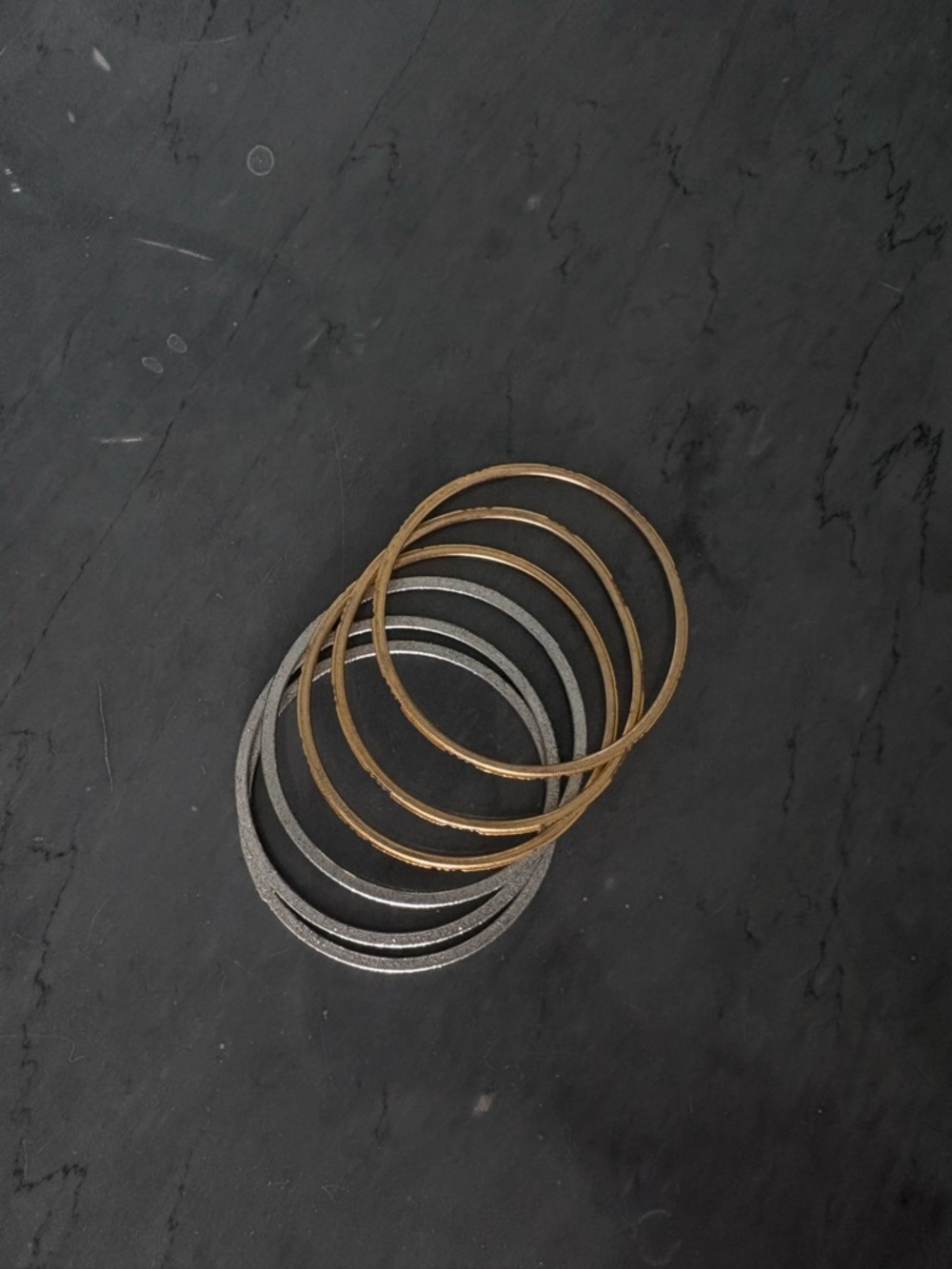 Stackable Metallic Bangle Bracelet Set - Gold & Silver
